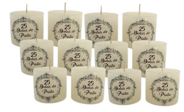 Vela Bodas de Prata - Kit 12 Unidades - 1