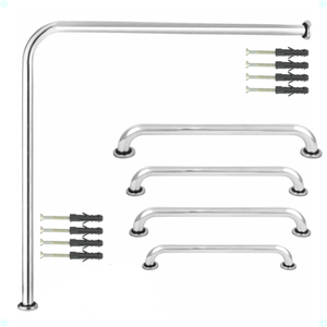 Kit Alça Barra de Apoio Antiderrapante para Banheiro 5 Peças 1 70x70 Cm + 1 80 Cm + 1 40 Cm + 2 60cm