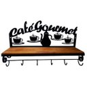 Ver imagem 1 de Prateleira Ferro Madeira Rústica Café Gourmet Estante Cozinha Retrô Vintage