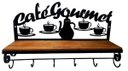 Ver imagem 2 de Prateleira Ferro Madeira Rústica Café Gourmet Estante Cozinha Retrô Vintage