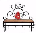 Ver imagem 1 de Prateleira em Ferro e Madeira Rústica Café Vermelha Estante Bule Ornamental