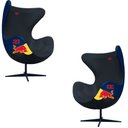 Ver imagem 1 de Kit 2 Poltronas Decorativas Egg Chair Rb Nº33 C/regulagem de Altura Azul/preto G53 - Gran Belo Poltr