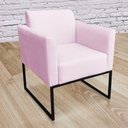 Ver imagem 5 de Poltrona Marisa Suede Base Metálica Preto Rosa Bebê
