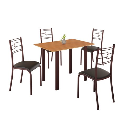 Conjunto Sala de Jantar Mila 4 Cadeiras Ella Marrom C/ Preto