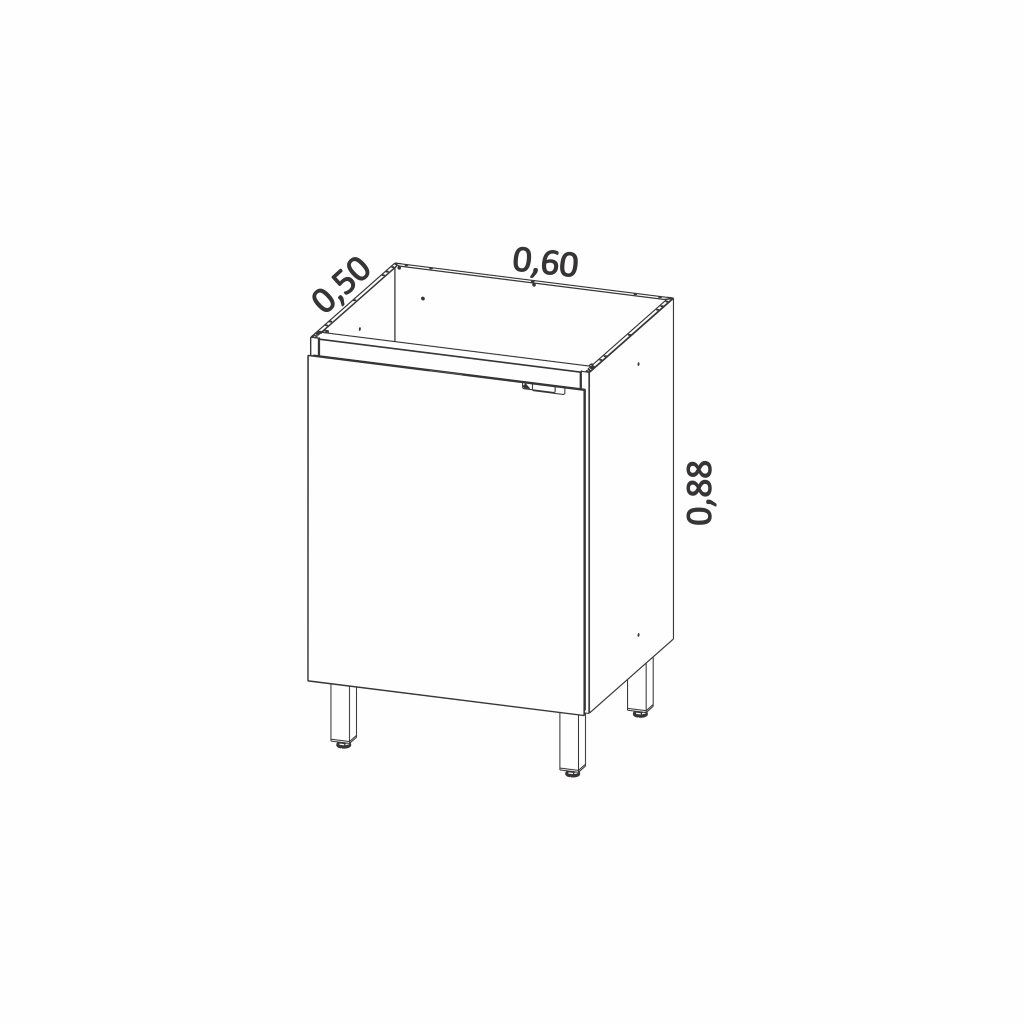 Balcão de Cozinha sem Tampo em Aço Quadria 1 Porta 60cm - Metalli Móveis Branco Ártico - 4