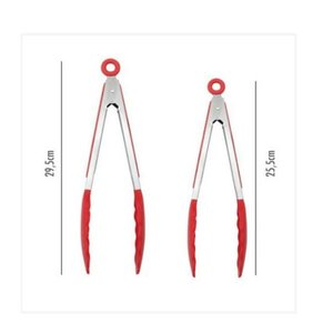 Jogo com 2 Pinças Pegador em Silicone de 29,5 e 25,5 cm.