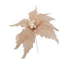 Ver imagem 1 de Flor Artificial Natalina Poinsétia Rose Tecido com Haste 58cm