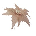 Ver imagem 3 de Flor Artificial Natalina Poinsétia Rose Tecido com Haste 58cm
