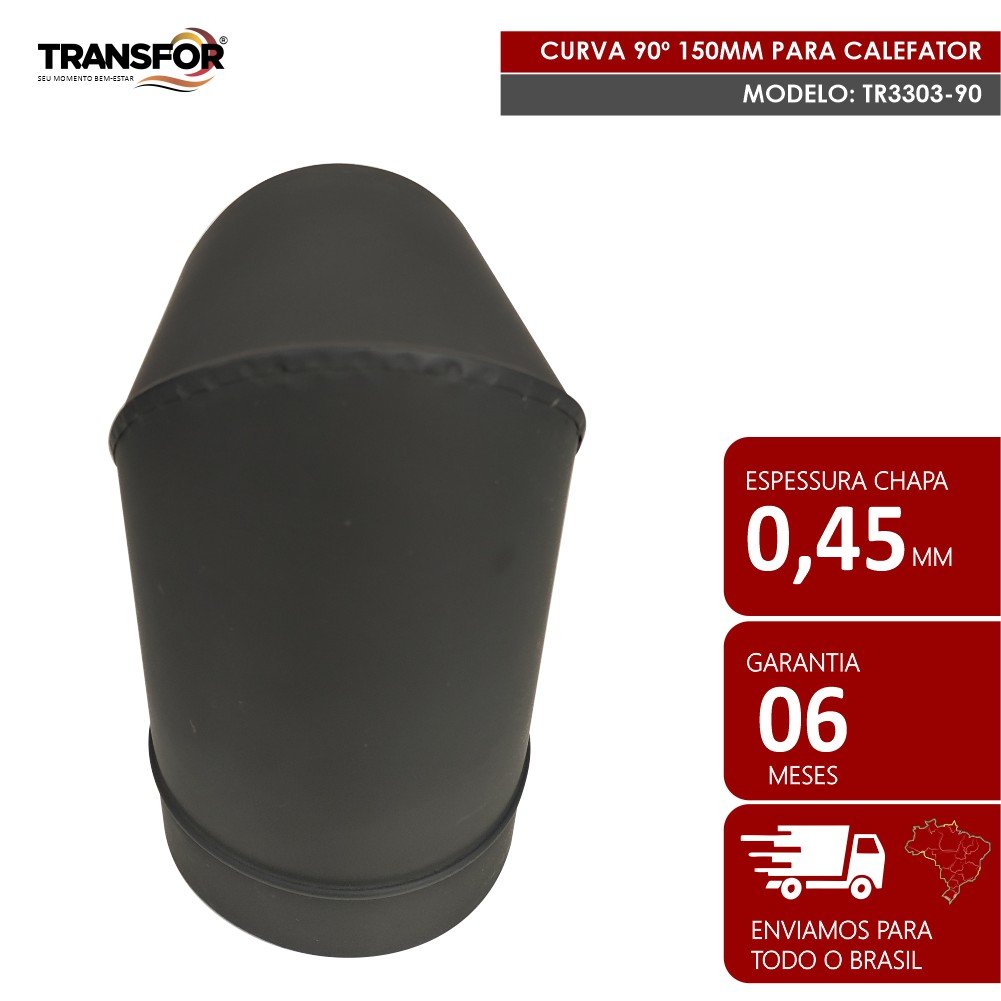 Curva 90º 150mm para Chaminé de Calefator - Tr3303-90 - 3