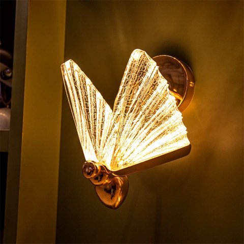 Arandela Borboleta de Parede Led 6w 3000k Dourado Lus-604 St3247