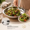 Ver imagem 7 de Conjunto Salada 2 Pecas Inox Saladeira Cumbuca Pegador Mesa Bowl Posta Kit Servir Alimentos Utensili