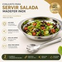 Ver imagem 6 de Conjunto Salada 2 Pecas Inox Saladeira Cumbuca Pegador Mesa Bowl Posta Kit Servir Alimentos Utensili
