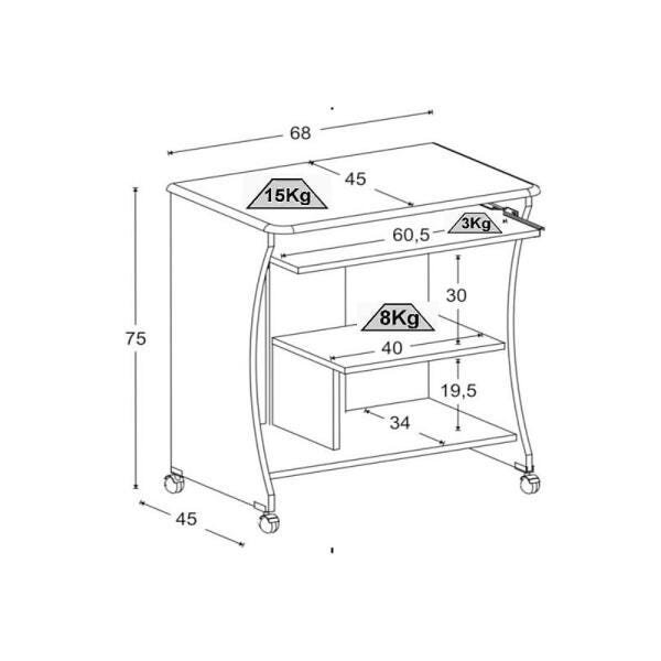 Mesa Computador Ditália Mc-153 Branco - 3