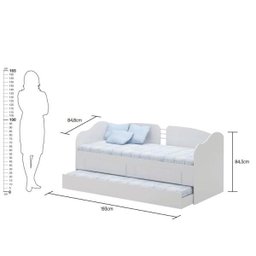 Sofá Cama Solteiro Ditália Cama Auxiliar 2 Gav.cm-08 Branco - 4