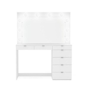 Penteadeira Ditália 7 Gavetas Branco com Kit Luz Camarim