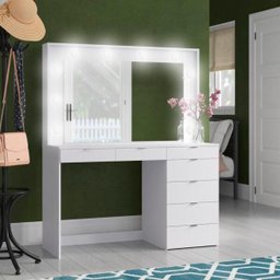 Penteadeira Ditália 7 Gavetas Branco com Kit Luz Camarim - 8