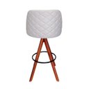 Ver imagem 2 de Banqueta Imperia - Giratória, em Veludo Off-white com Acabamento Matelassê e Base Tabaco