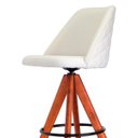 Ver mais imagens de Banqueta Imperia - Giratória, em Veludo Off-white com Acabamento Matelassê e Base Tabaco