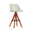 Ver imagem 3 de Banqueta Imperia - Giratória, em Veludo Off-white com Acabamento Matelassê e Base Tabaco