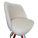 Ver imagem 6 de Banqueta Imperia - Giratória, em Veludo Off-white com Acabamento Matelassê e Base Tabaco