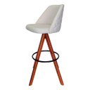 Ver imagem 1 de Banqueta Imperia - Giratória, em Veludo Off-white com Acabamento Matelassê e Base Tabaco