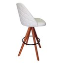 Ver imagem 5 de Banqueta Imperia - Giratória, em Veludo Off-white com Acabamento Matelassê e Base Tabaco