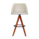 Ver imagem 4 de Banqueta Imperia - Giratória, em Veludo Off-white com Acabamento Matelassê e Base Tabaco