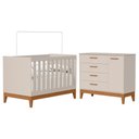 Ver imagem 1 de Jogo de Quarto Infantil Flip Cômoda 1 Porta e Berço Americano Areia Fosco - Reller Móveis