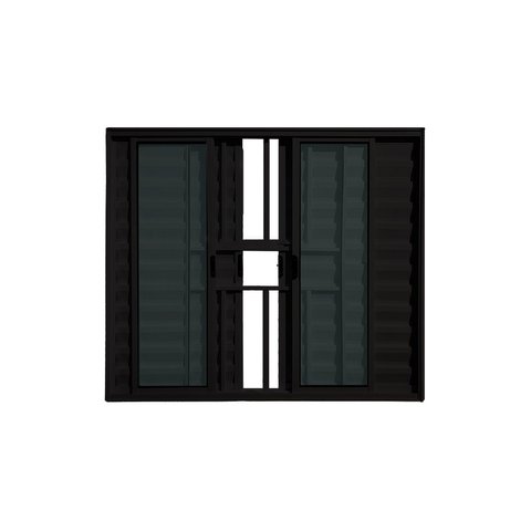 Veneziana de Correr 6 Folhas com Grade de Alumínio Preto 100x200