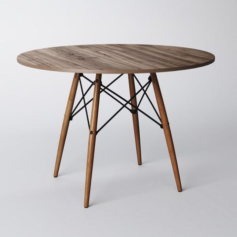 Mesa Eiffel Wood Tampo Redonda de Madeira 90cm Amêndoa Asturias