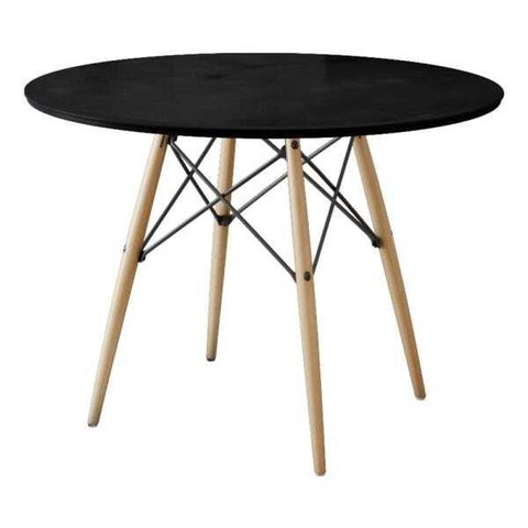 Mesa Eames Eiffel Tampo de Madeira 90cm Preto