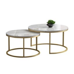 Mesa de Centro Dupla Redonda em Ferro - 1