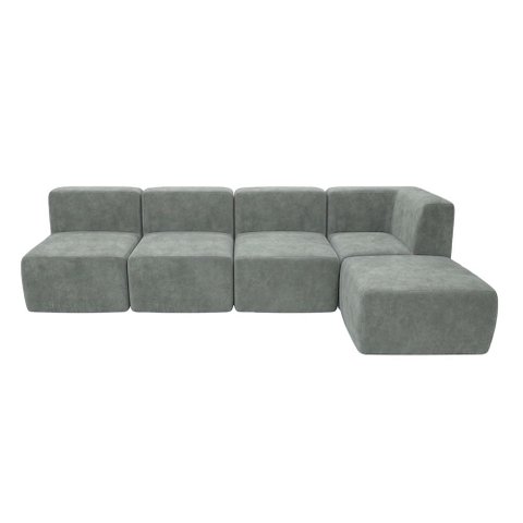 Sofá a Vácuo Modular Boucle Kit 5 Peças 1 Canto 3 Meios e 1 Chaise Espuma Premium Sala na Caixa 3,85