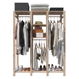 Prateleira Dupla Arara Closet em Madeira Maciça Technox - 1