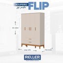 Ver imagem 3 de Quarto de Bebê Flip Guarda Roupa 4 Portas e Cômoda Gaveteiro Areia Acetinado - Reller