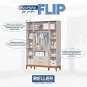 Ver imagem 4 de Quarto de Bebê Flip Guarda Roupa 4 Portas e Cômoda Gaveteiro Areia Acetinado - Reller