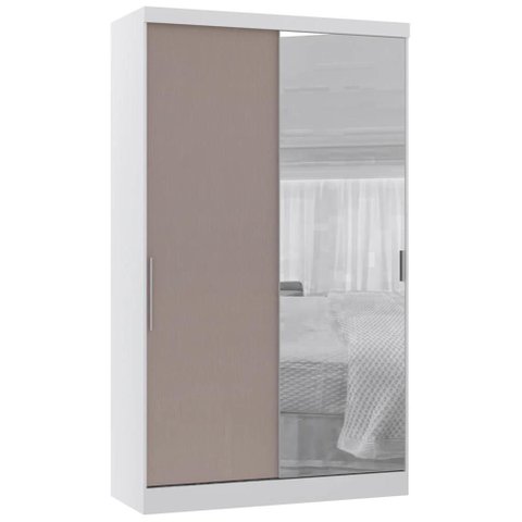 Guarda Roupa Solteiro 135cm 2 Portas e Espelho Delphi Branco/cinnamon L01 - Mpozenato