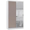 Ver imagem 1 de Guarda Roupa Solteiro 135cm 2 Portas e Espelho Delphi Branco/cinnamon L01 - Mpozenato