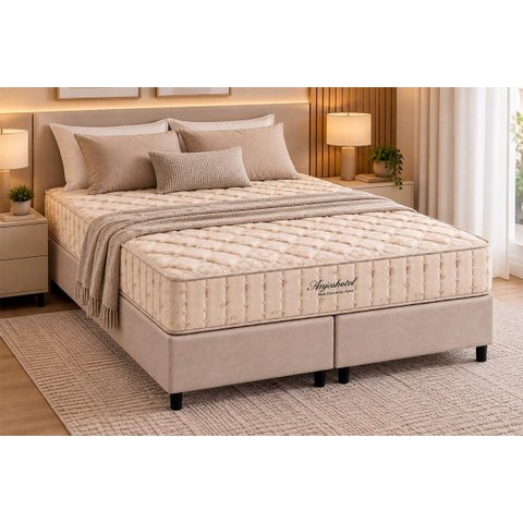 Colchão Queen Molas Masterpocket Ensacadas Anjoshotel + Base Crc Suede Clean (158x198) - D Angelis