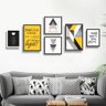 CONJUNTO KIT 6 QUADROS DECORATIVOS PRETO AMARELO GEOMÉTRICO QURTO SALA FAMÍLIA É TUDO IGUAL - 1