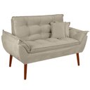 Ver imagem 5 de Kit Poltrona Decorativa Namoradeira 2 Puffs Opala e 2 Almofadas Suede - Lm Decor Bege