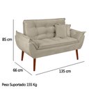 Ver imagem 3 de Kit Poltrona Decorativa Namoradeira 2 Puffs Opala e 2 Almofadas Suede - Lm Decor Bege