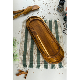 Tábua Oval para Frios e Servir Rebaixada P - Madeira de Teca 43x15x2cm - 7
