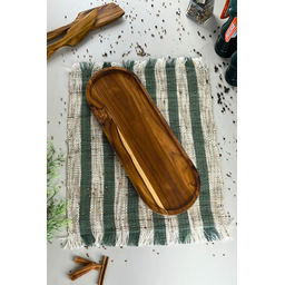 Tábua Oval para Frios e Servir Rebaixada P - Madeira de Teca 43x15x2cm - 4