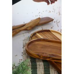 Tábua Oval para Frios e Servir Rebaixada P - Madeira de Teca 43x15x2cm - 5