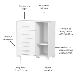 Conjunto Completo para Quarto Infantil Mini Cama com Cômoda e Guarda Roupa 3 Portas Linha Livia:carr - 4
