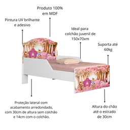 Conjunto Completo para Quarto Infantil Mini Cama com Cômoda e Guarda Roupa 3 Portas Linha Livia:carr - 2