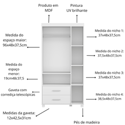 Conjunto Completo para Quarto Infantil Mini Cama com Cômoda e Guarda Roupa 3 Portas Linha Livia:carr - 6