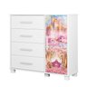 Conjunto para Quarto Infantil Livia Mini Cama + Cômoda + Guarda Roupa de Mdf Adesivado de Carruagem - 2