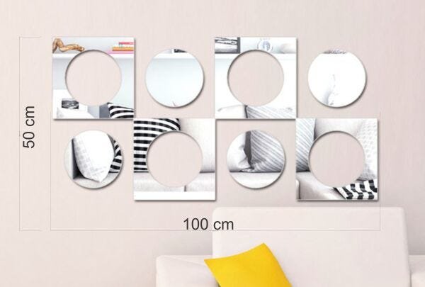 Espelhos Decorativos em Acrílico Quadrados e Círculos Med. 100x50cm Cod. Esp002 - 3